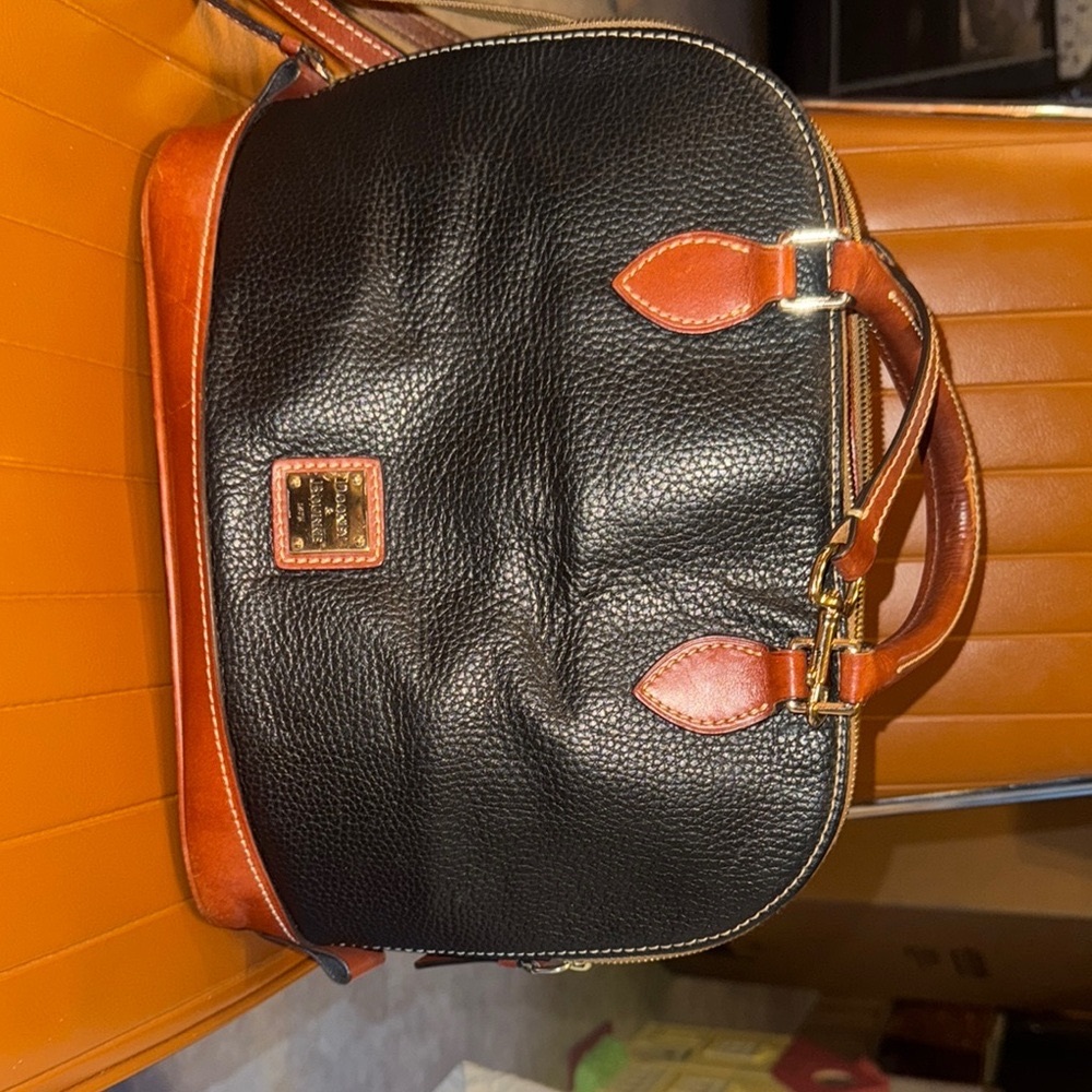 Dooney & Bourke Pebble Black and Brown Crossbody Bag with Leather Accents
